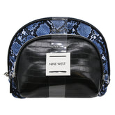 Nine West -2-PC SNAKE AND CROC PU DOME COSMETIC BAG SET